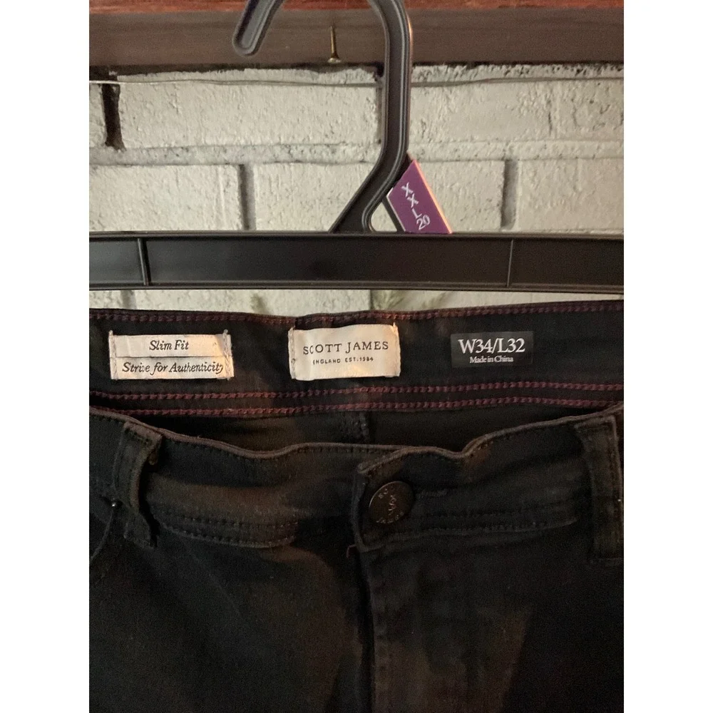 Scott James Mens Slim Fit Black Denim Jeans W34 L32 Strive for Authenticity